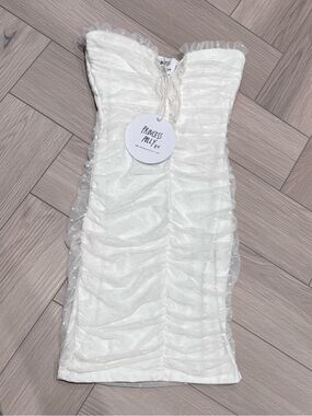 Princess Polly White Dot strapless Mesh mini dress